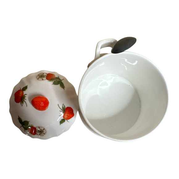 Vintage Serving Bone China Strawberry Lane Jam Jelly Server from MANN 1981 - Picture 3 of 7